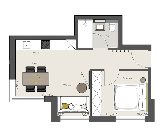 ダウンタウンに近いモダンなアパートメント