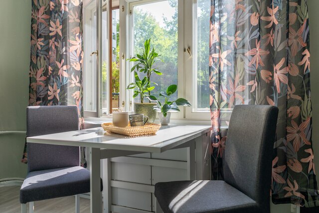 庭園のある暖かく明るいスタジオ