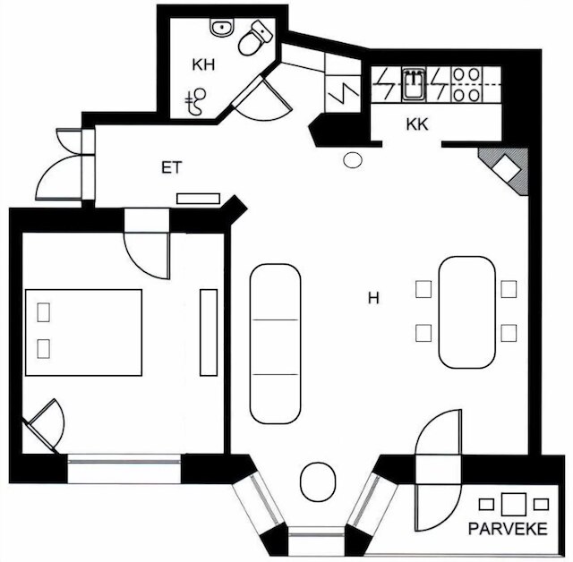 バルコニーと海の見える1brアパートメント