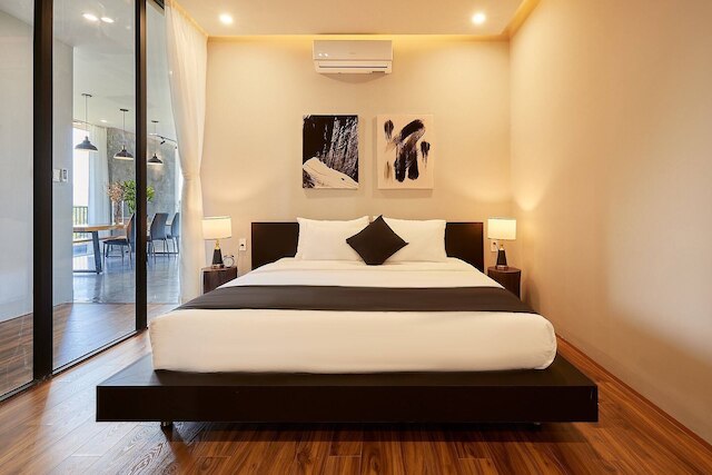 モダンな2ベッドルームアパート、大きなリビングルーム、高速Wifi