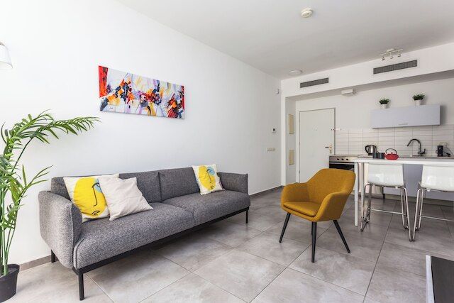 ビーチから歩いて行けるモダンなアパートメント