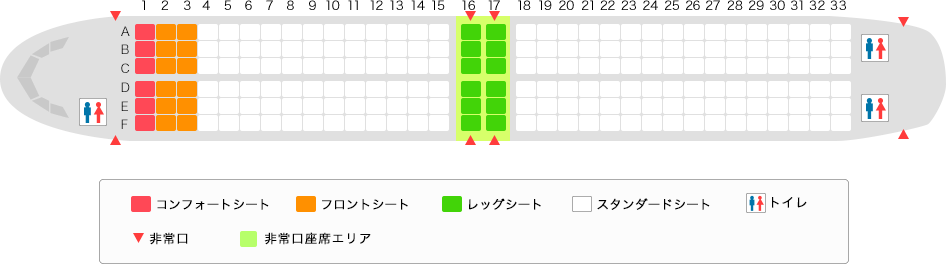 SPRING JAPAN機内の座席表