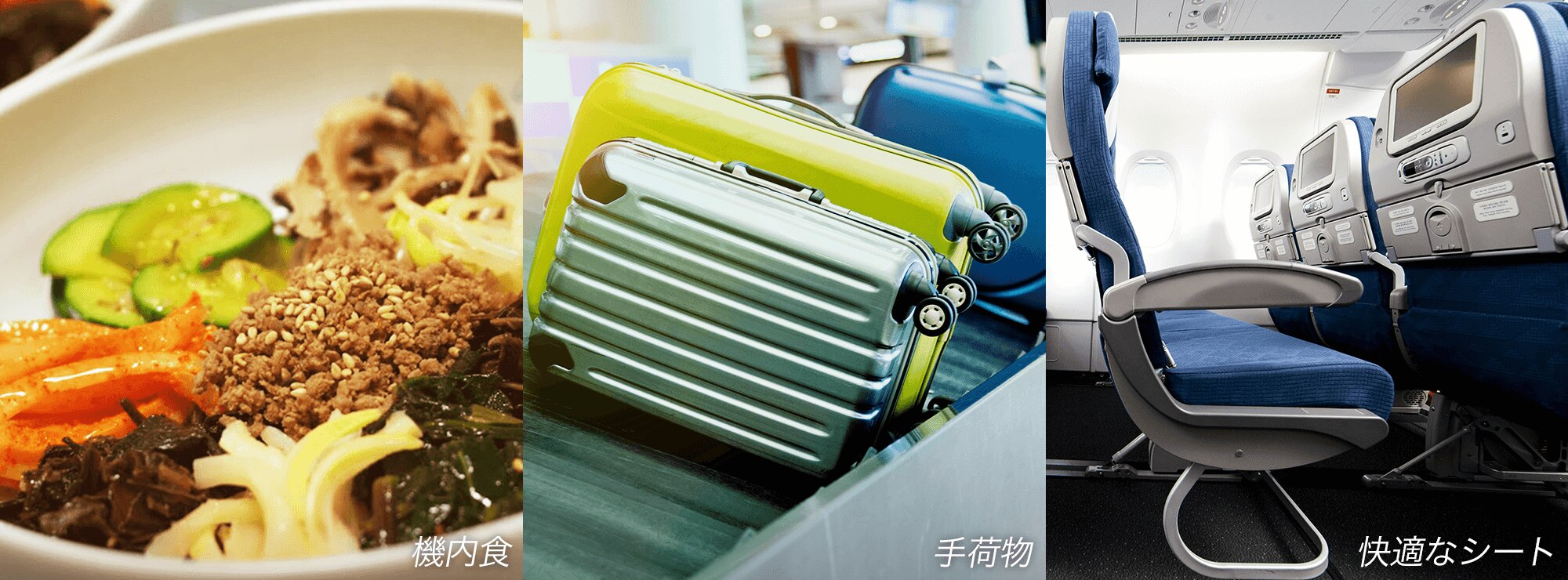 機内食 手荷物 快適なシート